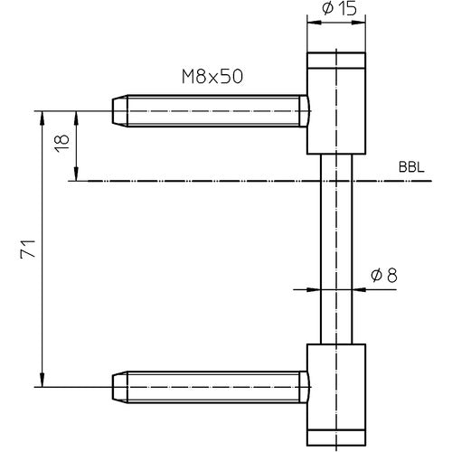 Band 3-teilig für Türblatt V 0026 WF matt-schwarz