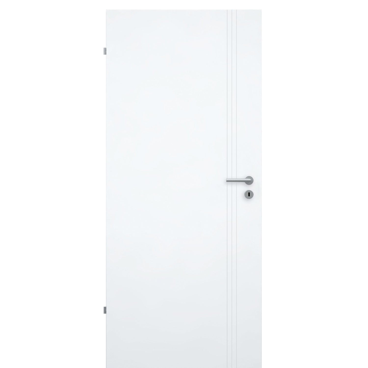 Zimmertür brillant-weiß 3 Rillen aufrecht Schlossseite Designkante - Modell Designtür VS33
