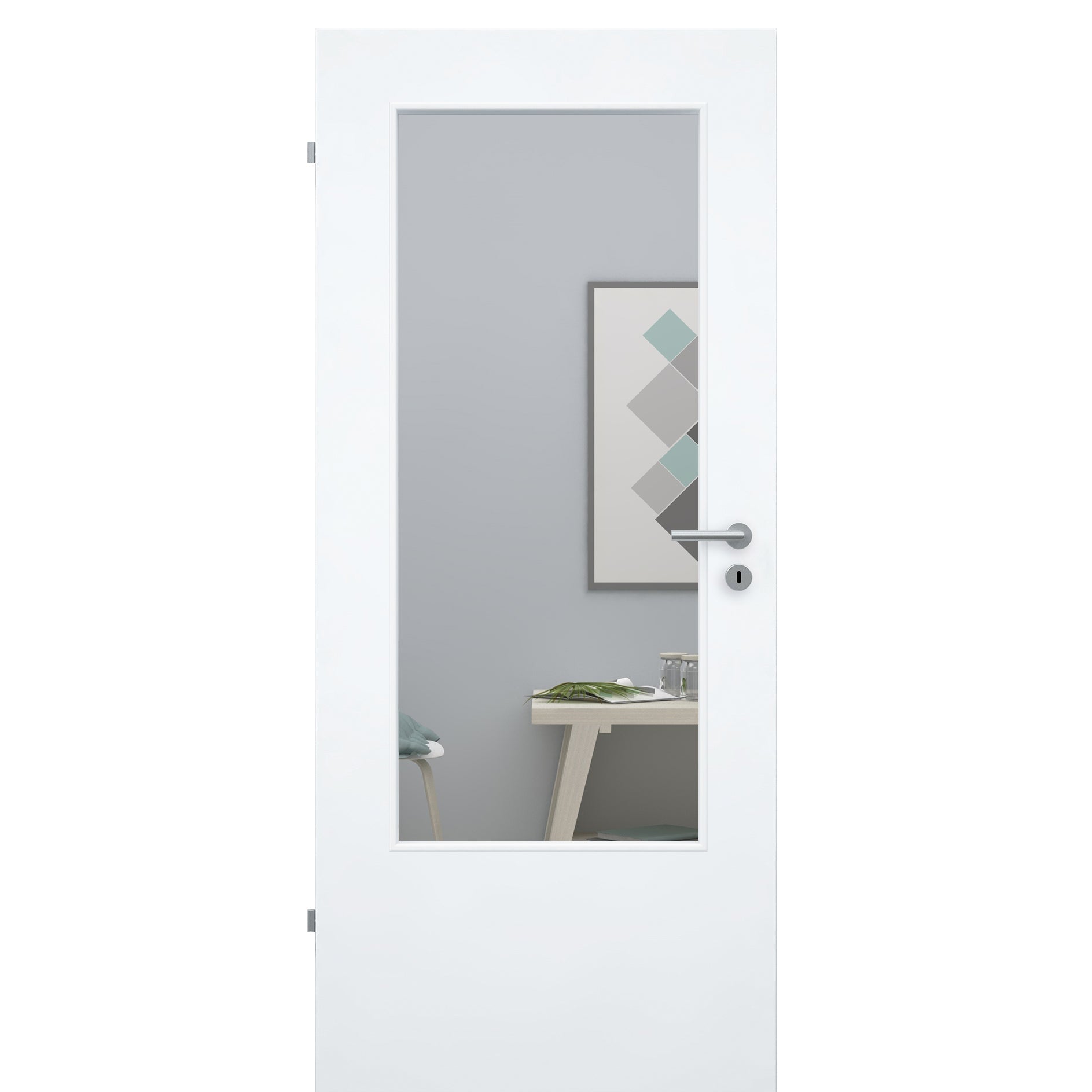 Zimmertür mit Lichtausschnitt CPL brillant-weiß Designkante