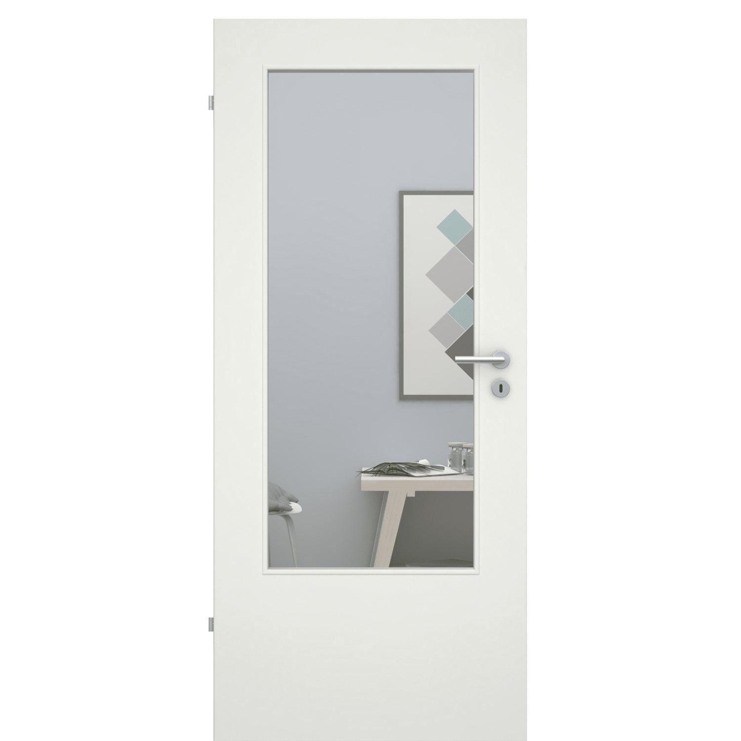 Zimmertür mit Lichtausschnitt CPL glatt soft-weiß Rundkante