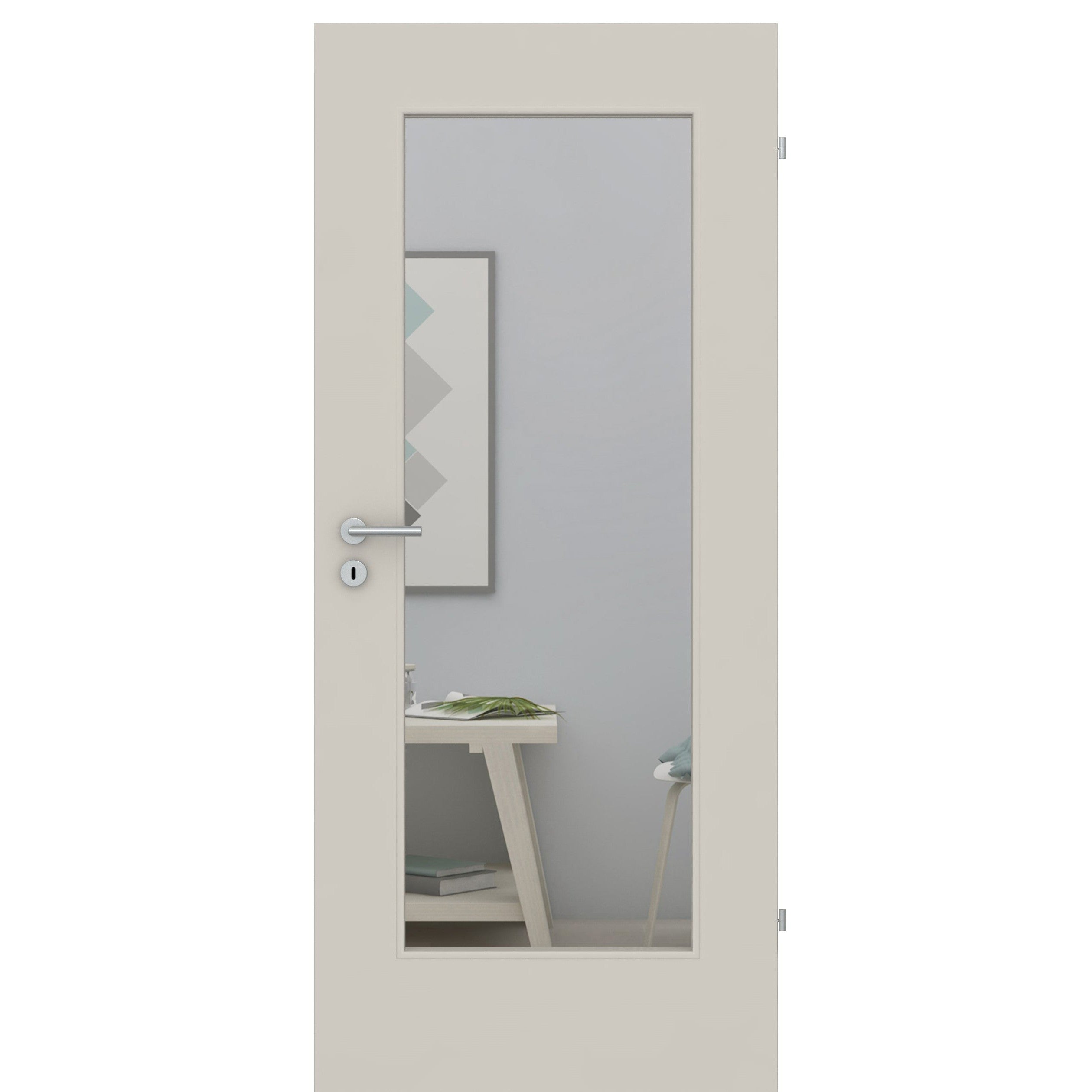 Zimmertür mit Lichtausschnitt LA1 CPL UniPrime Grau-Beige Designkante