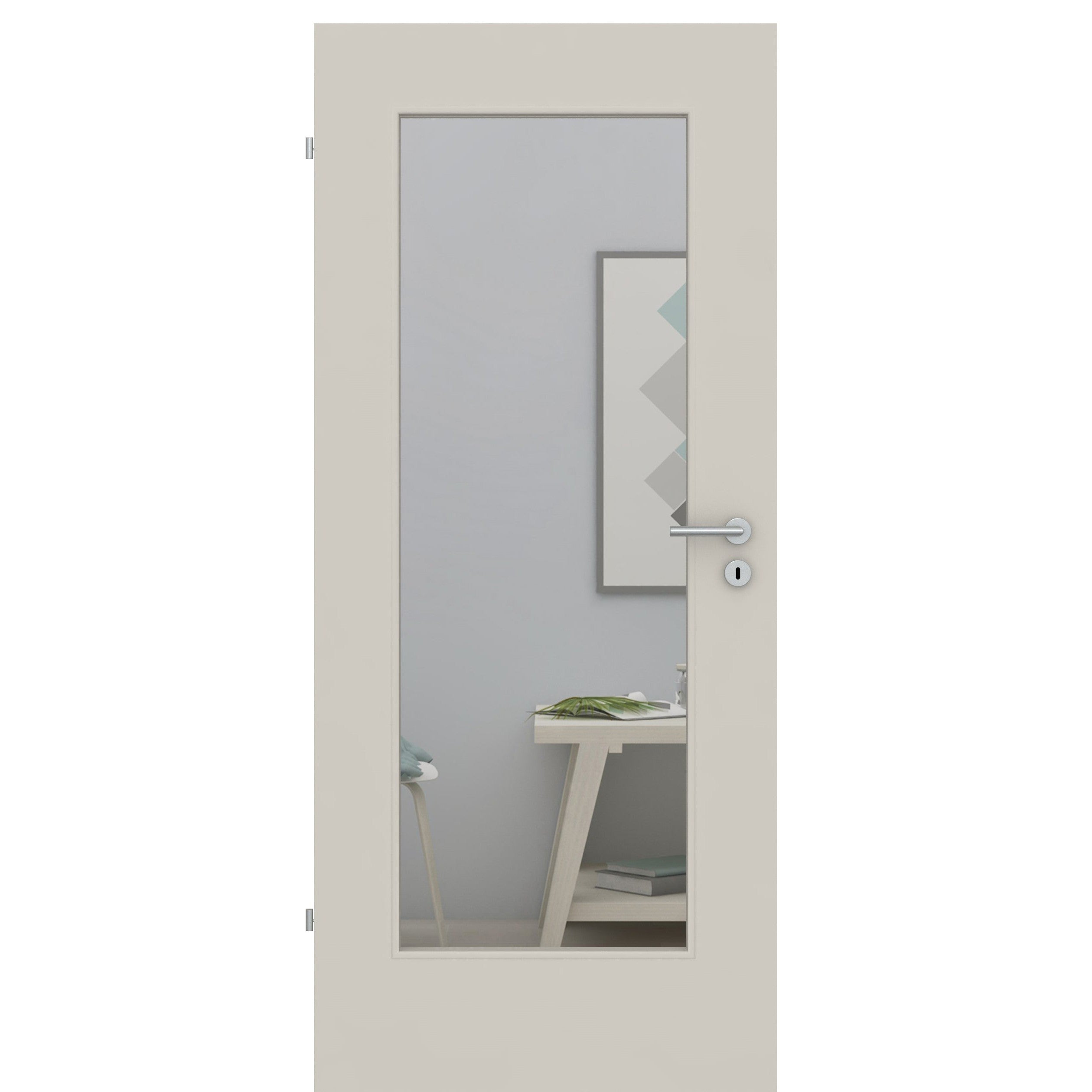 Zimmertür mit Lichtausschnitt LA1 CPL UniPrime Grau-Beige Designkante