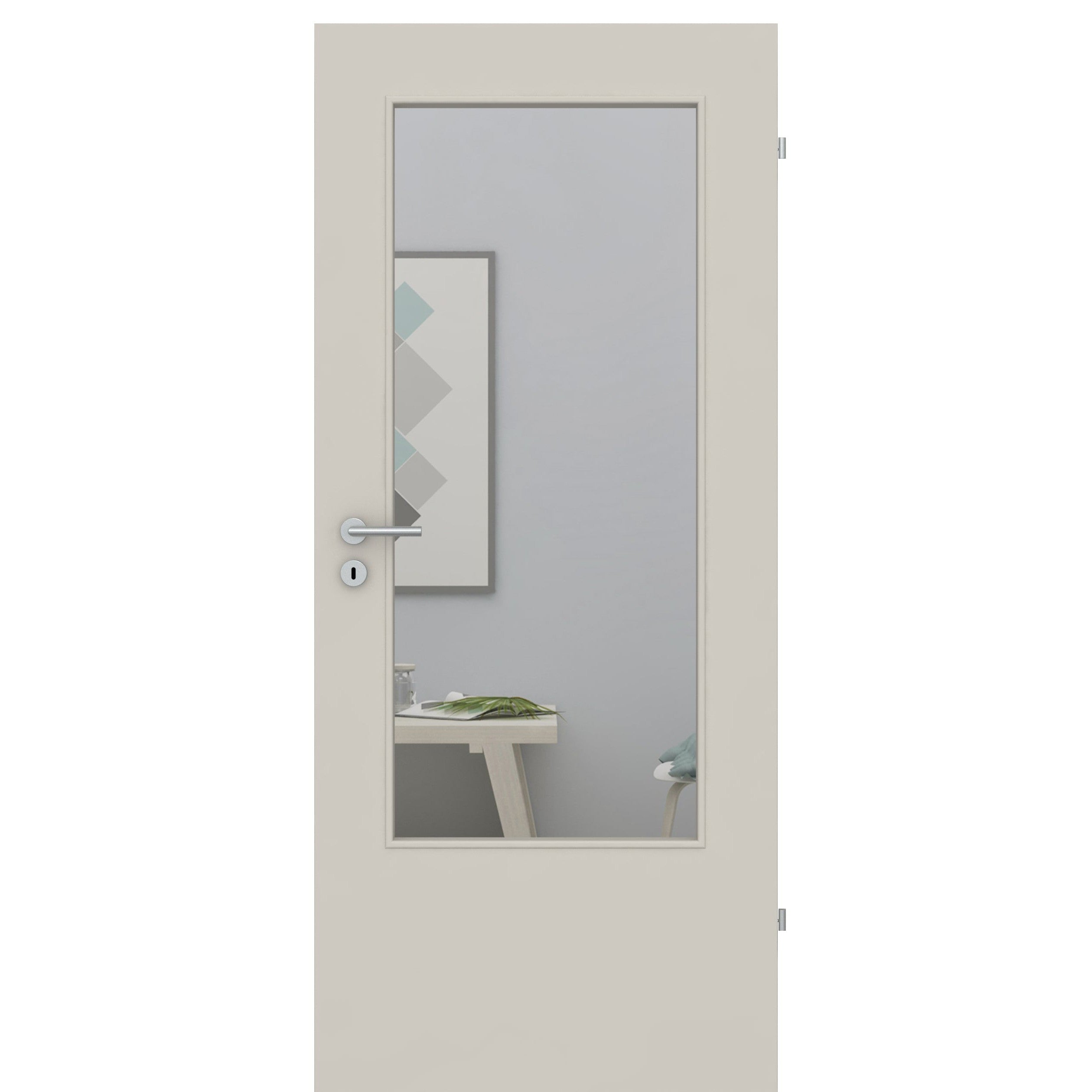 Zimmertür mit Lichtausschnitt LADIN CPL UniPrime Grau-Beige Designkante