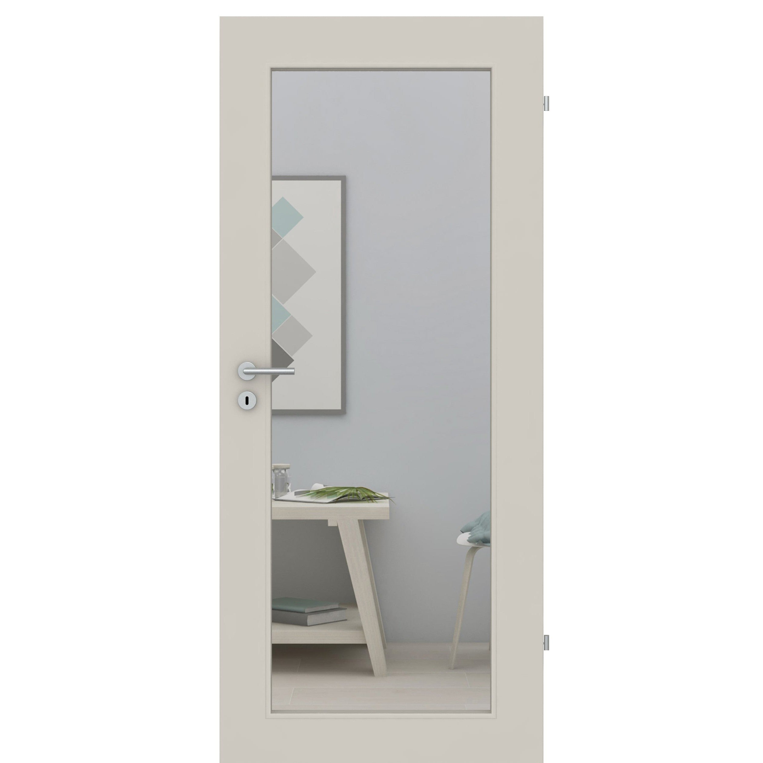 Zimmertür mit Lichtausschnitt LAXL CPL UniPrime Grau-Beige Designkante