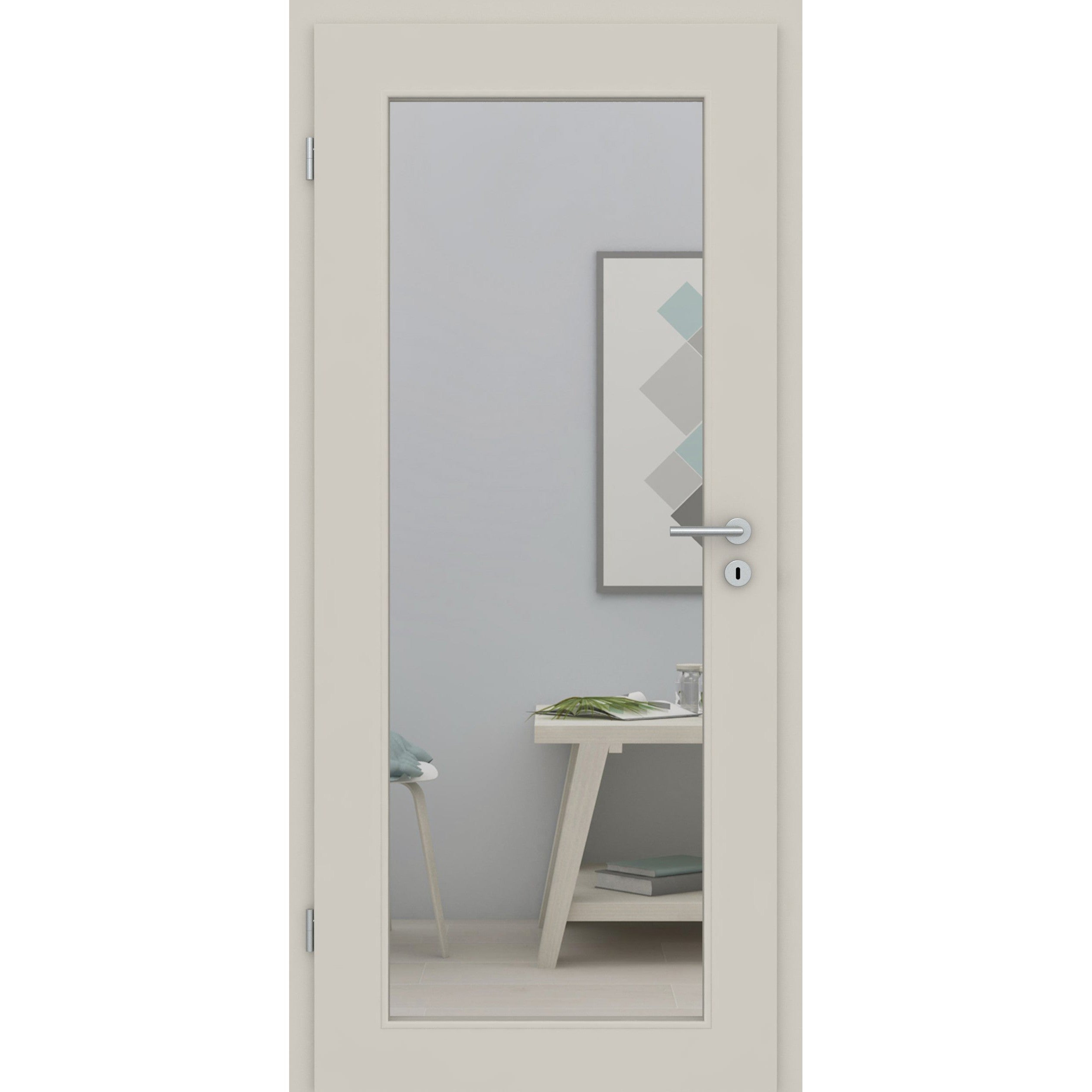 Zimmertür mit Lichtausschnitt LAXL CPL UniPrime Grau-Beige Designkante