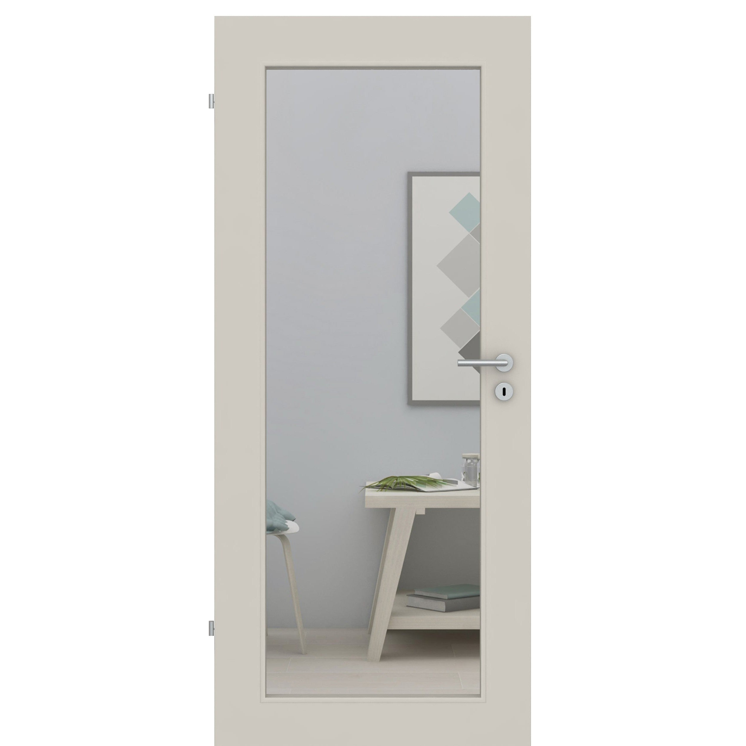 Zimmertür mit Lichtausschnitt LAXL CPL UniPrime Grau-Beige Designkante