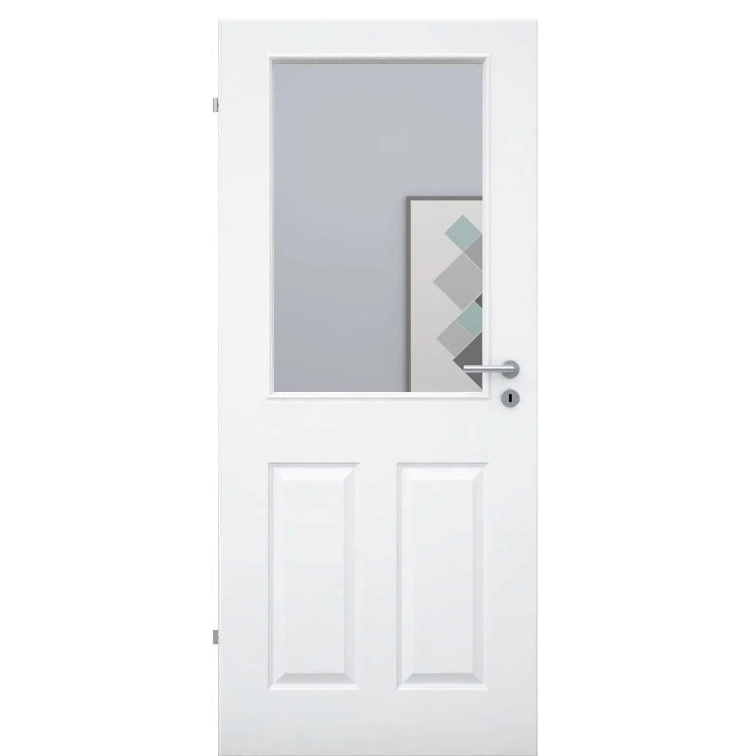 Zimmertür mit Lichtausschnitt brillant-weiß 4 Kassetten Designkante - Modell Stiltür K43LA