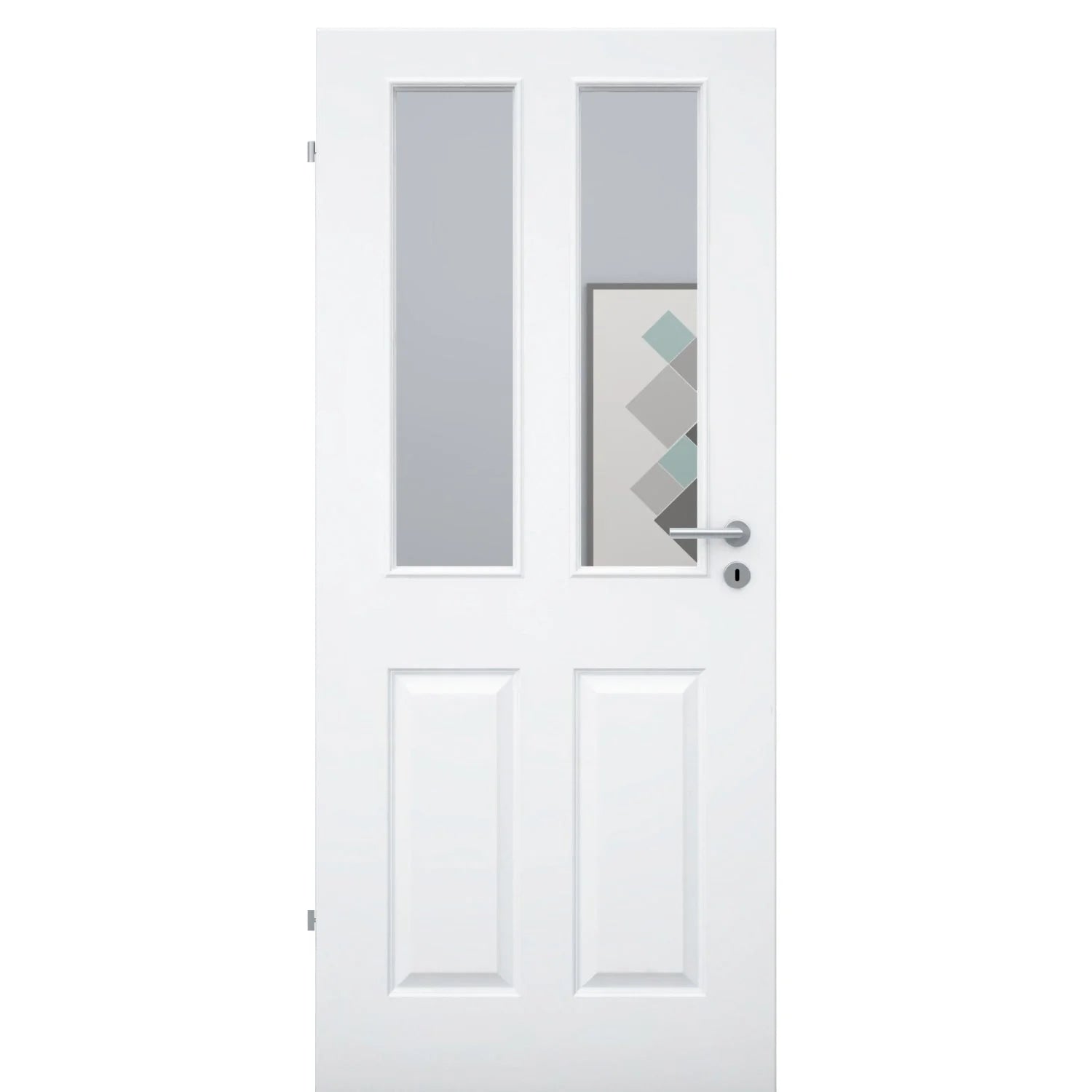 Zimmertür mit Lichtausschnitt brillant-weiß 4 Kassetten Designkante - Modell Stiltür K43LA2