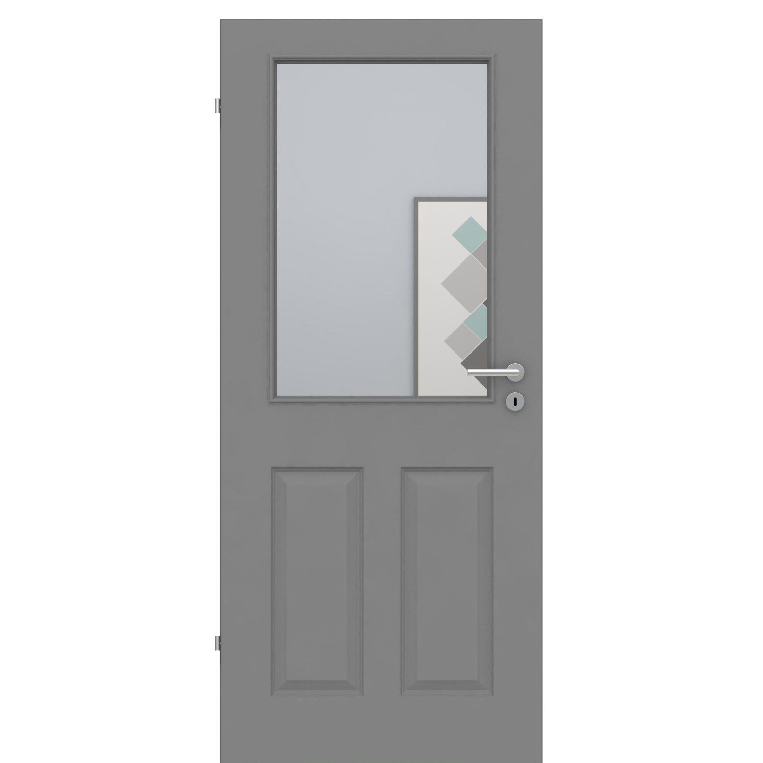 Zimmertür mit Lichtausschnitt grau 4 Kassetten Designkante - Modell Stiltür K47LA
