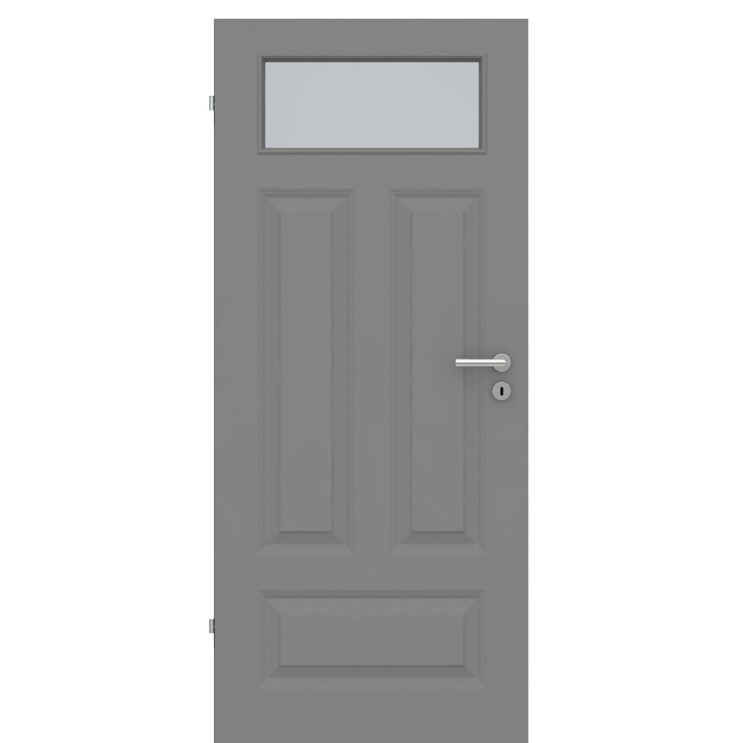 Zimmertür mit Lichtausschnitt grau 4 Kassetten Quer Designkante - Modell Stiltür KQ47LA