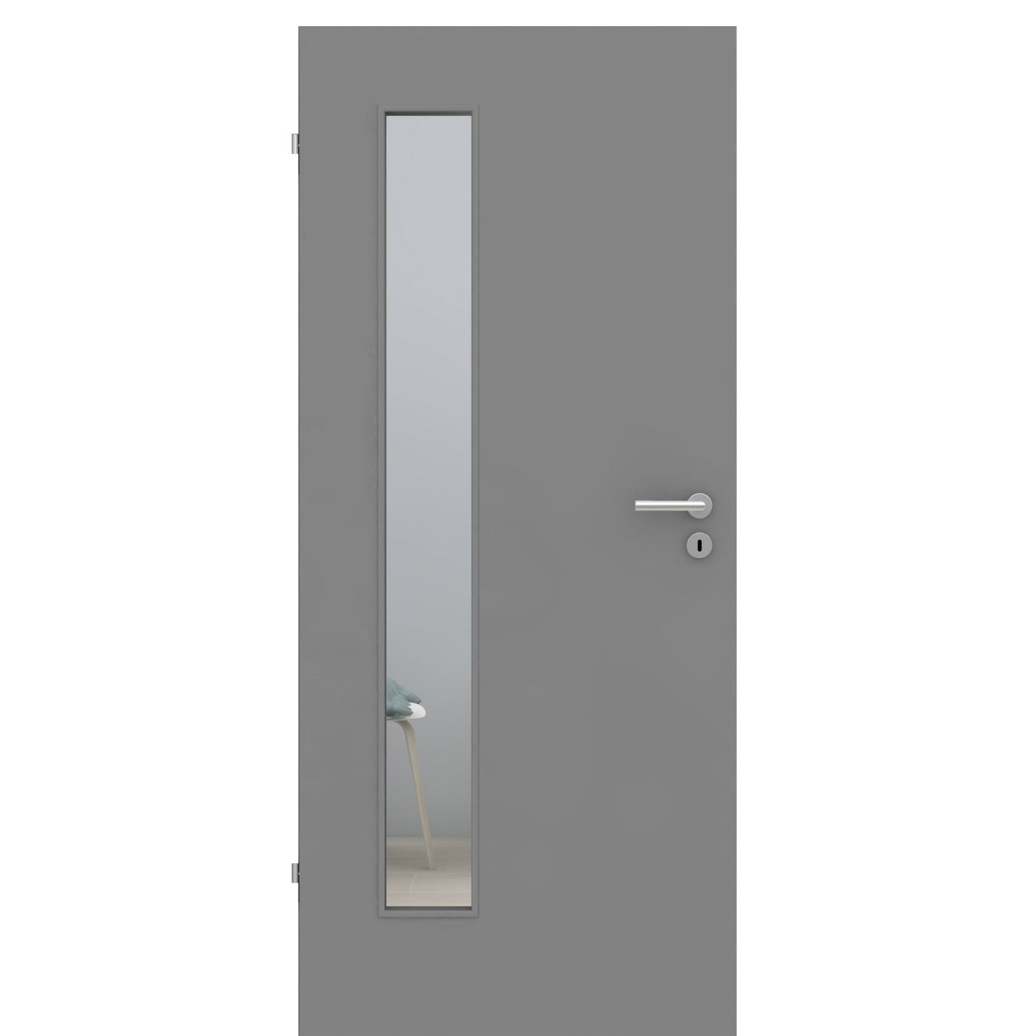 Zimmertür mit Lichtausschnitt grau glatt Designkante - Modell LAB