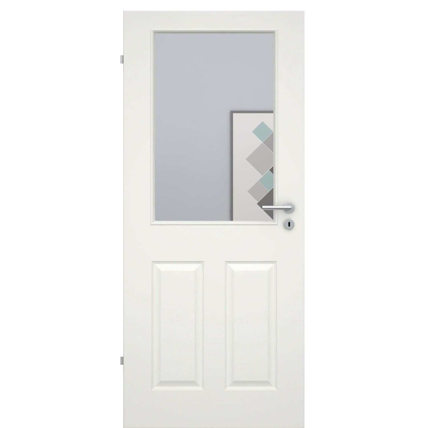 Zimmertür mit Lichtausschnitt groß soft-weiß 4 Kassetten Rundkante - Modell Stiltür K41LA