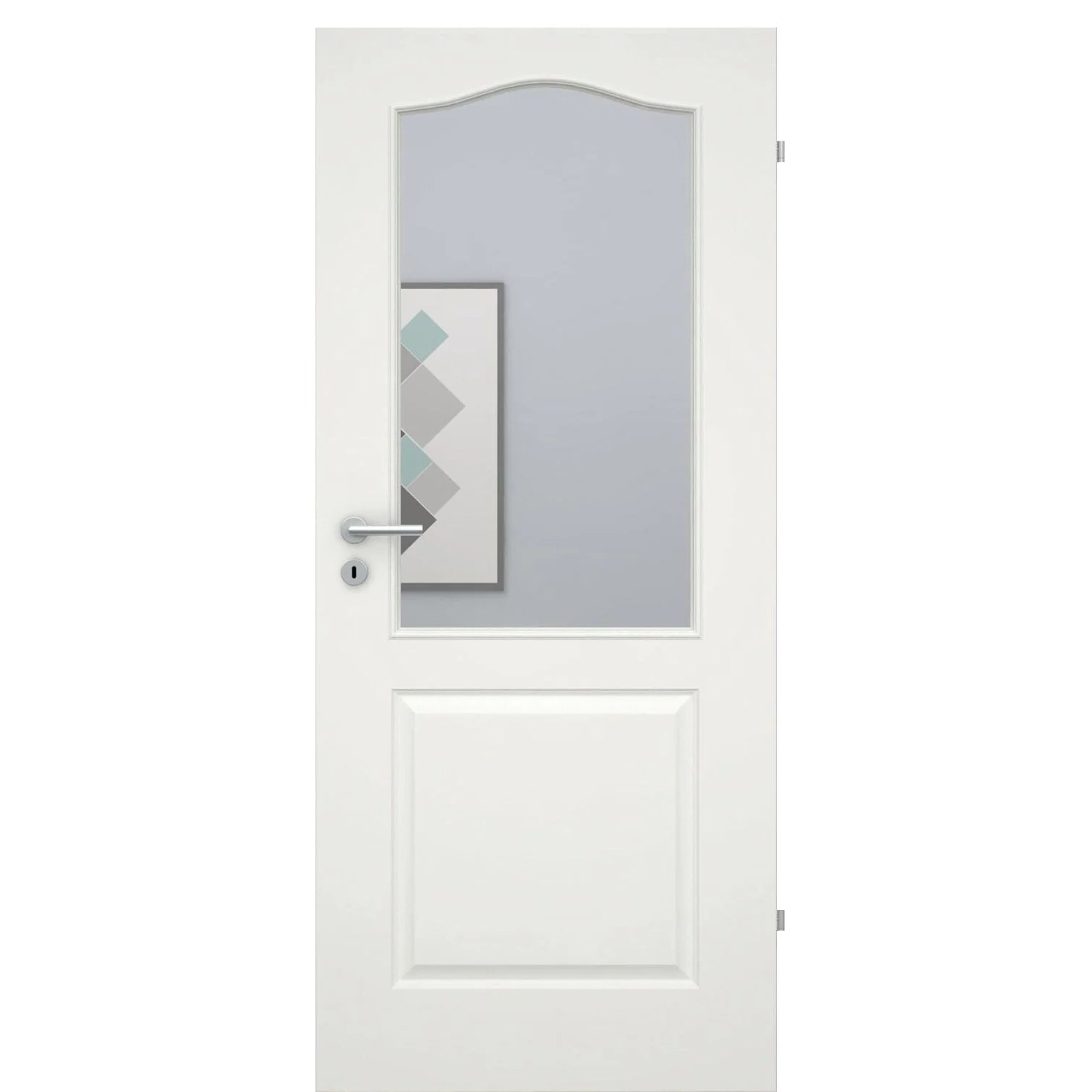 Zimmertür mit Lichtausschnitt soft-weiß 2 Kassetten Schweifbogen Eckkante - Modell Stiltür KS21LA