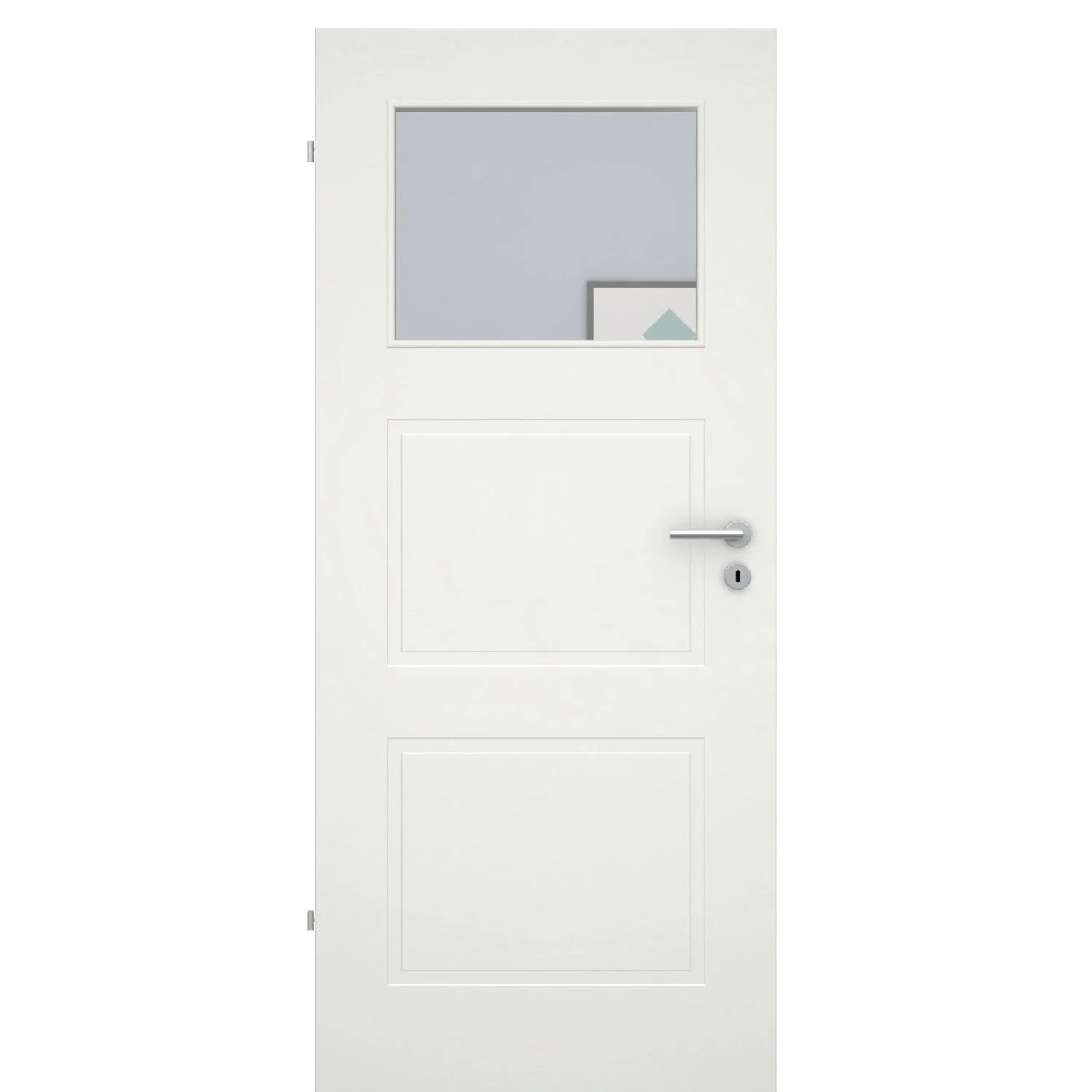 Zimmertür mit Lichtausschnitt soft-weiß 3 Kassetten Eckkante - Modell Stiltür M31LA1