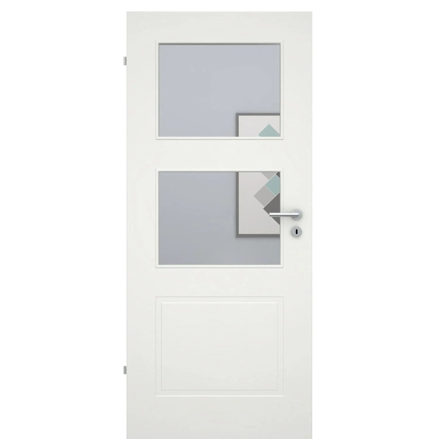 Zimmertür mit Lichtausschnitt soft-weiß 3 Kassetten Eckkante - Modell Stiltür M31LA2