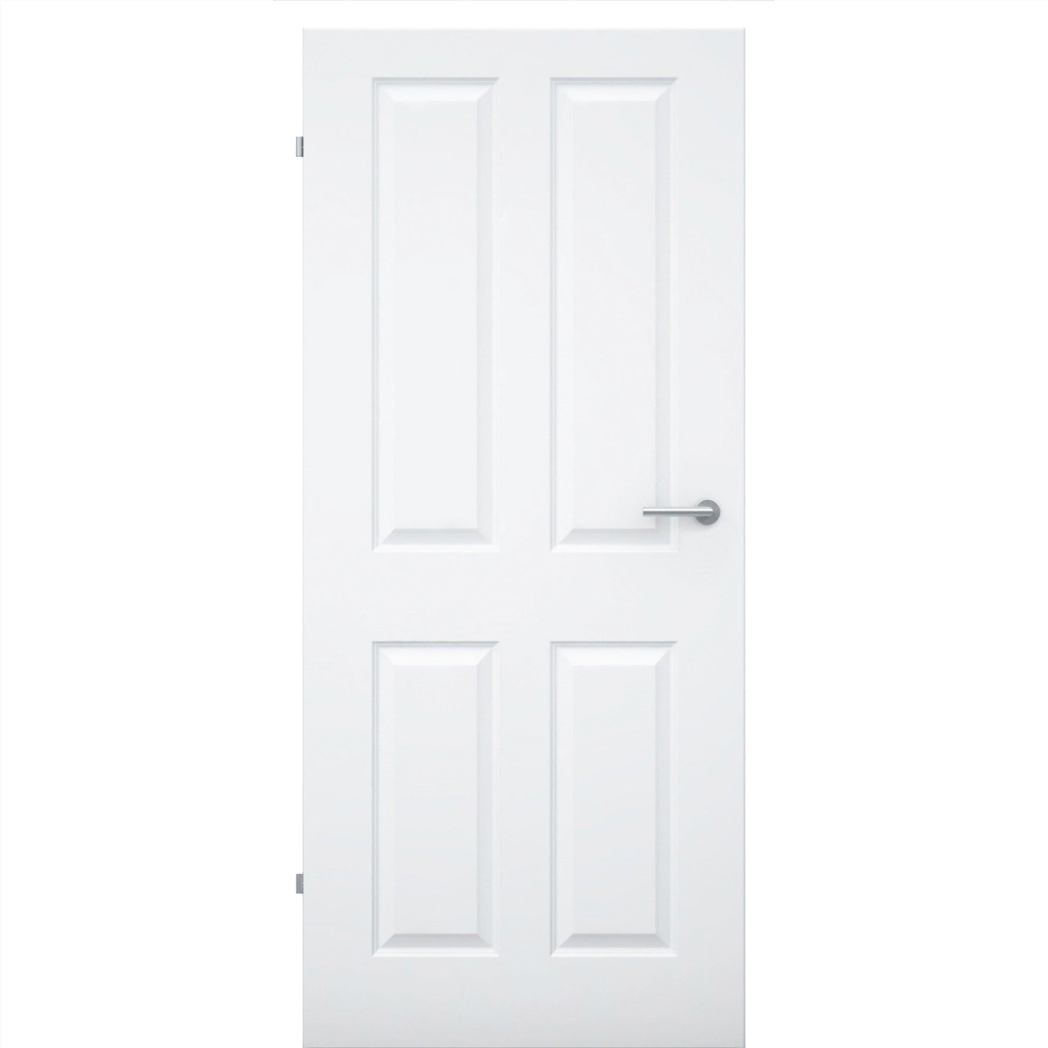 Zimmertür ohne Schlüssellochbohrung brillant-weiß 4 Kassetten Designkante - Modell Stiltür K43